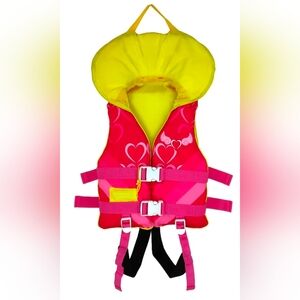 Kids Pink & Yellow Heart Life Jacket Vest